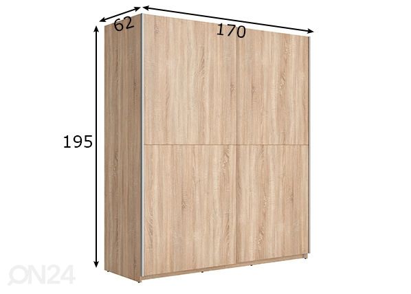 Lükandustega riidekapp 170 cm mõõdud