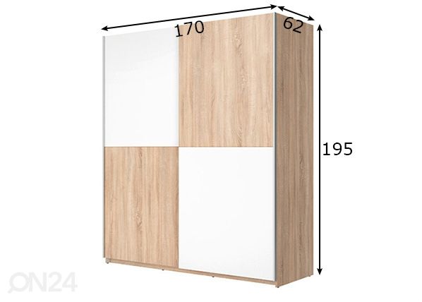 Lükandustega riidekapp 170 cm mõõdud