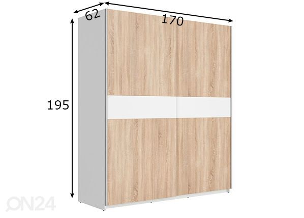 Lükandustega riidekapp 170 cm mõõdud