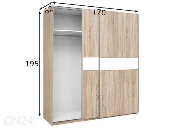 Lükandustega riidekapp 170 cm mõõdud