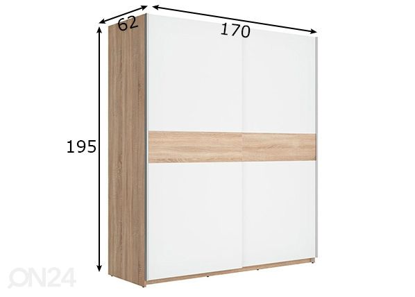 Lükandustega riidekapp 170 cm mõõdud