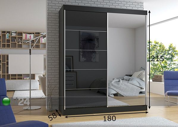 Lükandustega riidekapp 180 cm mõõdud