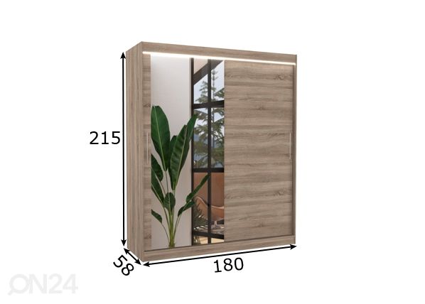 Lükandustega riidekapp 180 cm + LED mõõdud