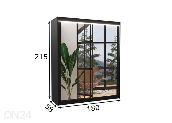 Lükandustega riidekapp 180 cm + LED mõõdud