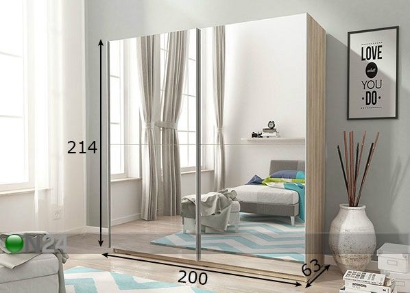 Lükandustega riidekapp 200 cm mõõdud