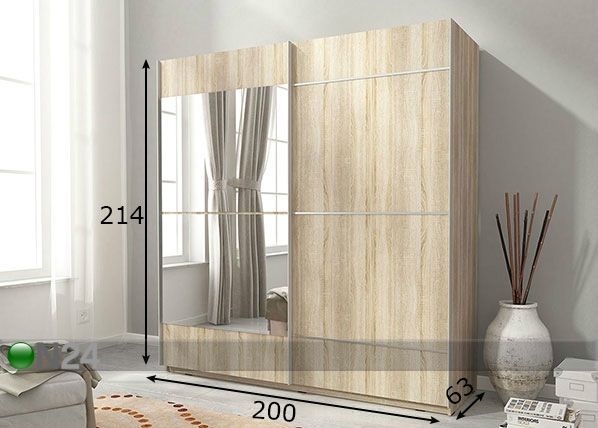 Lükandustega riidekapp 200 cm mõõdud