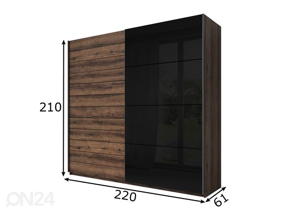 Lükandustega riidekapp 220 cm mõõdud