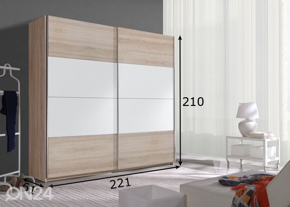 Lükandustega riidekapp 221 cm mõõdud