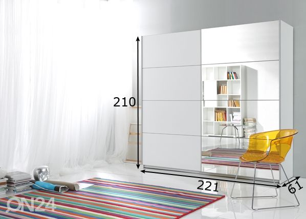 Lükandustega riidekapp 221 cm mõõdud