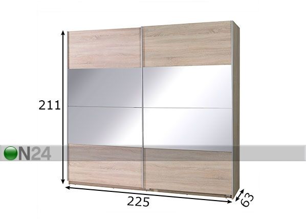 Lükandustega riidekapp 225 cm mõõdud