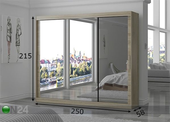 Lükandustega riidekapp 250 cm mõõdud