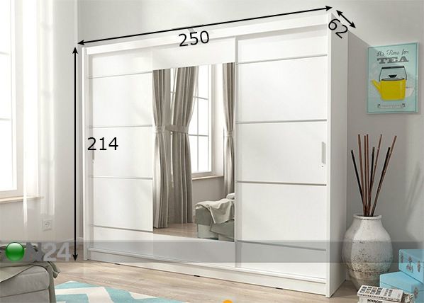Lükandustega riidekapp 250 cm mõõdud
