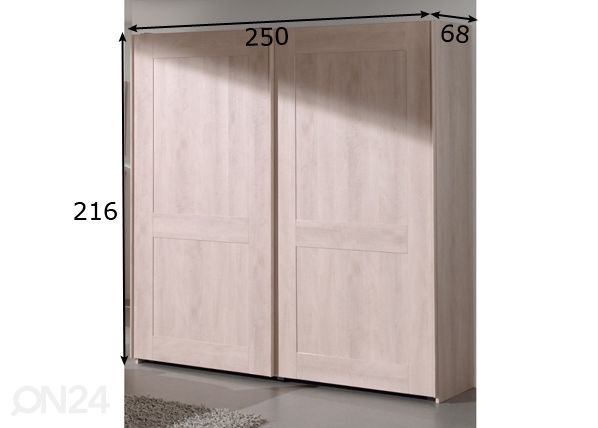 Lükandustega riidekapp 250 cm mõõdud