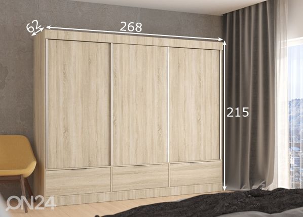 Lükandustega riidekapp 268 cm mõõdud