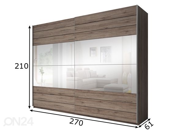 Lükandustega riidekapp 270 cm mõõdud