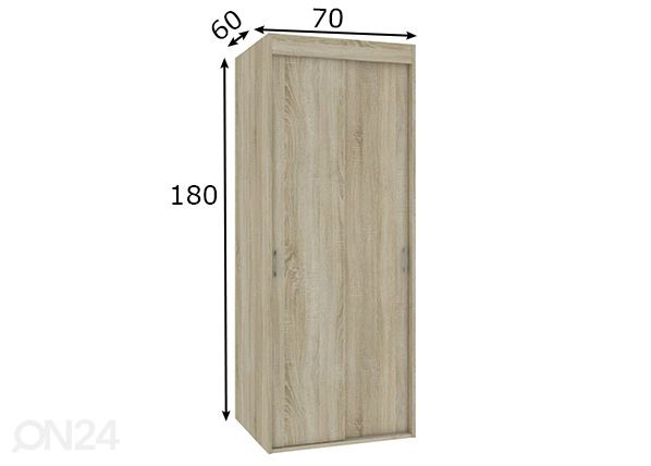 Lükandustega riidekapp 70 cm mõõdud