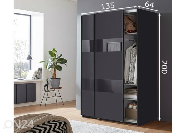 Lükandustega riidekapp Altona h200x135 cm mõõdud
