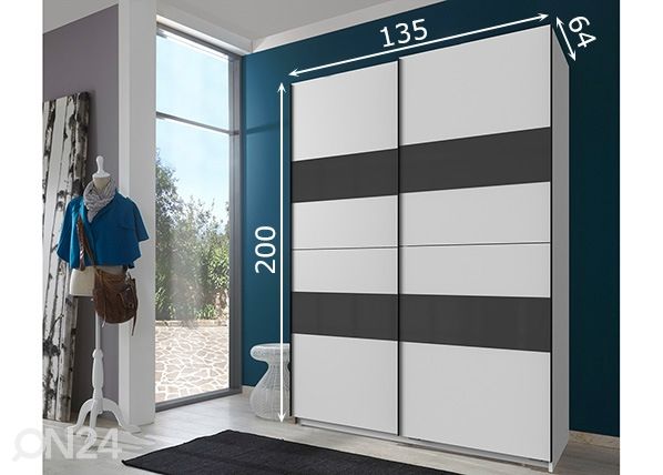 Lükandustega riidekapp Altona h200x135 cm mõõdud