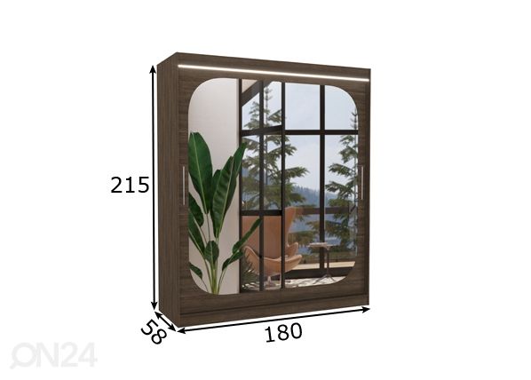 Lükandustega riidekapp Ariel 180 cm + LED mõõdud