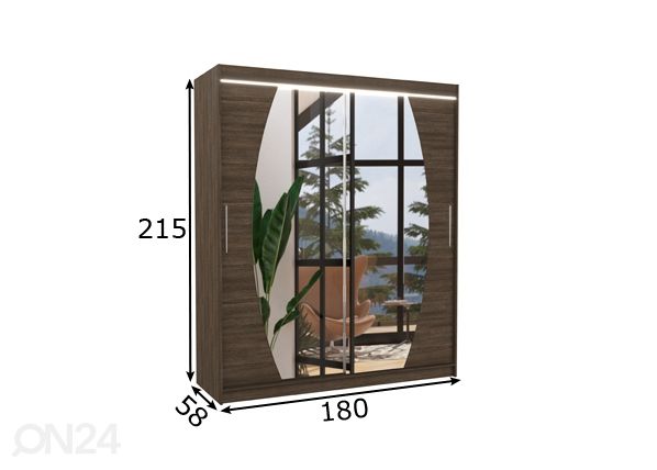 Lükandustega riidekapp Ballwin I 180 cm + LED mõõdud