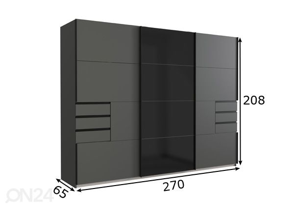 Lükandustega riidekapp Barcelona 270 cm mõõdud