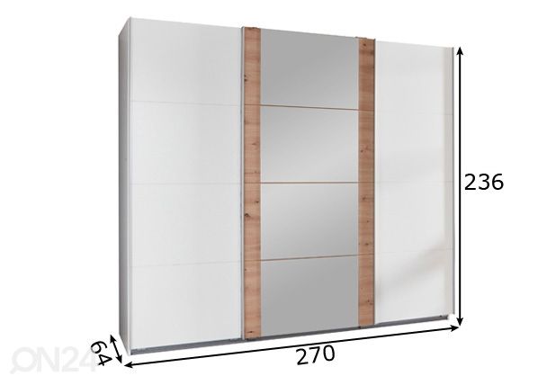 Lükandustega riidekapp Bern 270 cm mõõdud