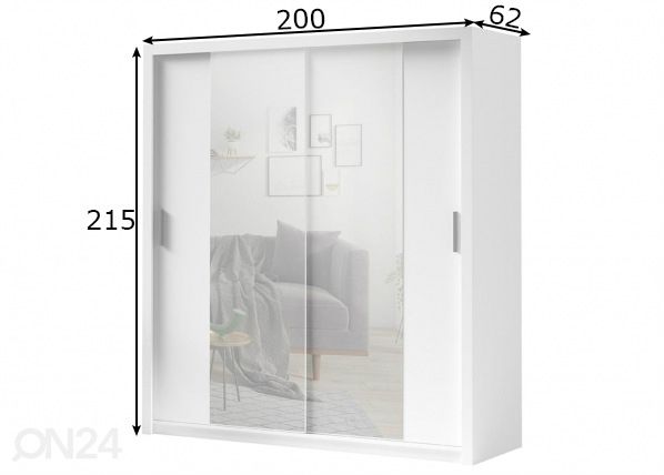 Lükandustega riidekapp Bono 200 cm mõõdud