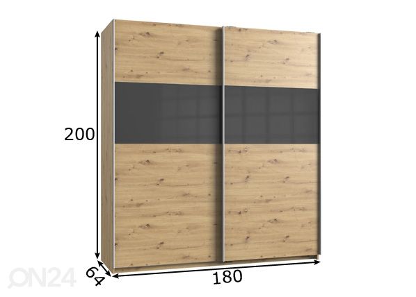 Lükandustega riidekapp Bramfeld1 180 cm mõõdud