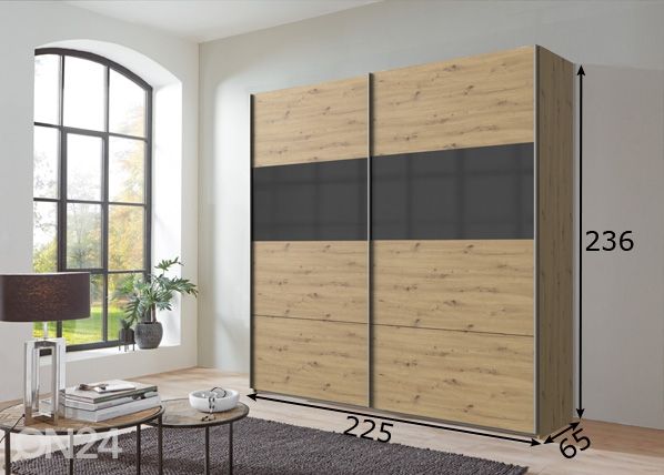 Lükandustega riidekapp Bramfeld2 225 cm mõõdud