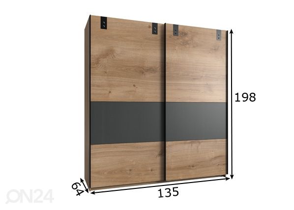 Lükandustega riidekapp Dublin 135 cm mõõdud