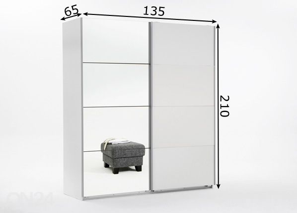 Lükandustega riidekapp Easy Plus h210x135 cm mõõdud