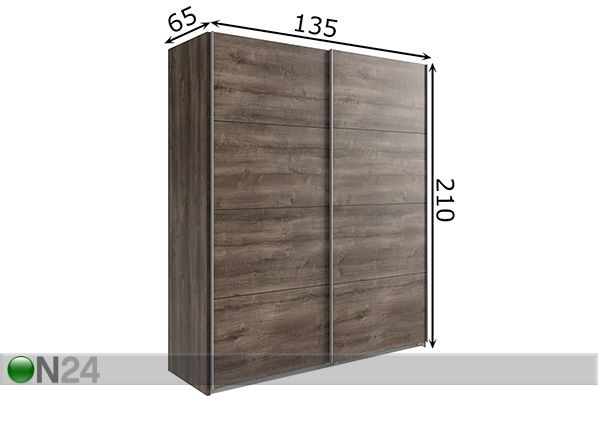 Lükandustega riidekapp Easy Plus h210x135 cm mõõdud