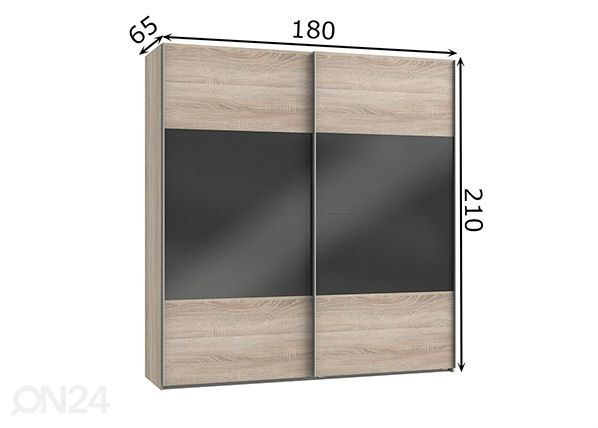 Lükandustega riidekapp Easy Plus h210x180 cm mõõdud