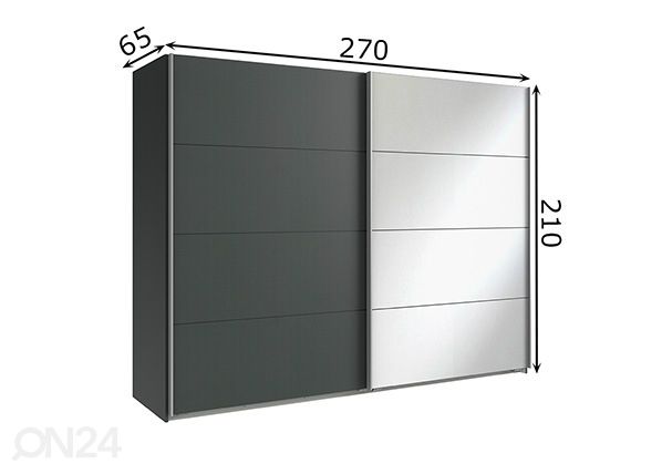 Lükandustega riidekapp Easy Plus h210x270 cm mõõdud