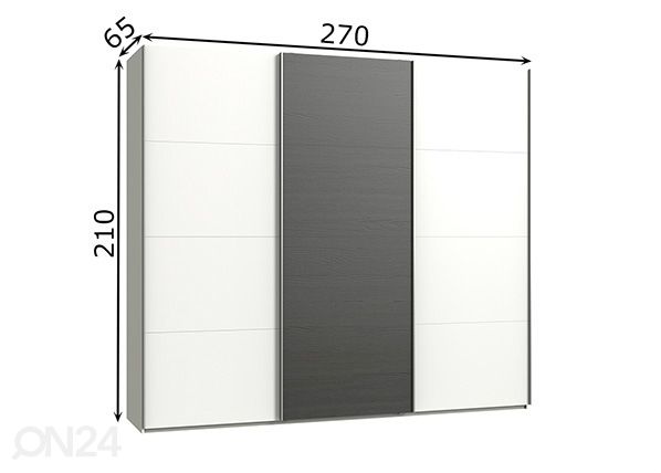 Lükandustega riidekapp Easy Plus h210x270 cm mõõdud