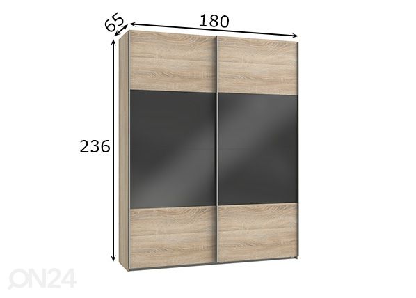 Lükandustega riidekapp Easy Plus h236x180 cm mõõdud