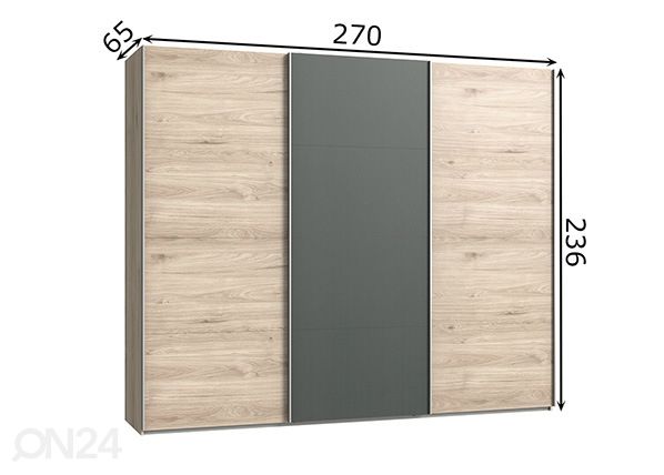Lükandustega riidekapp Easy Plus h236x270 cm mõõdud
