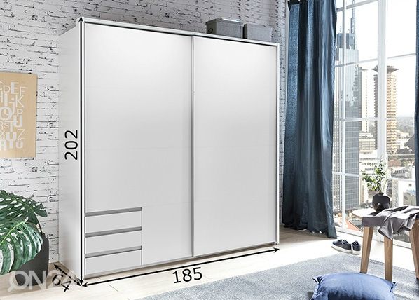 Lükandustega riidekapp Emden 185 cm mõõdud