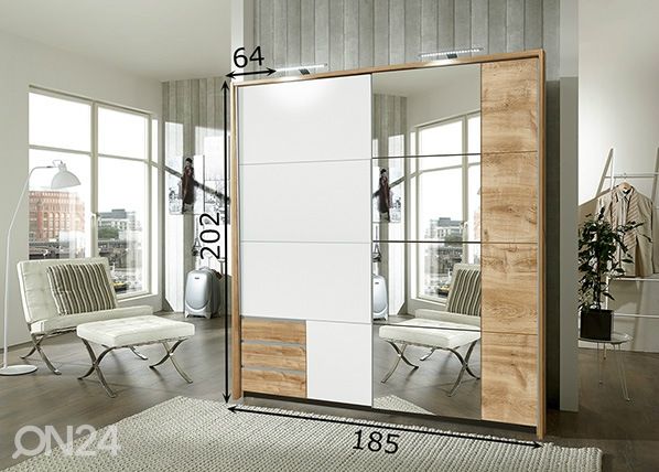 Lükandustega riidekapp Emden 185 cm mõõdud