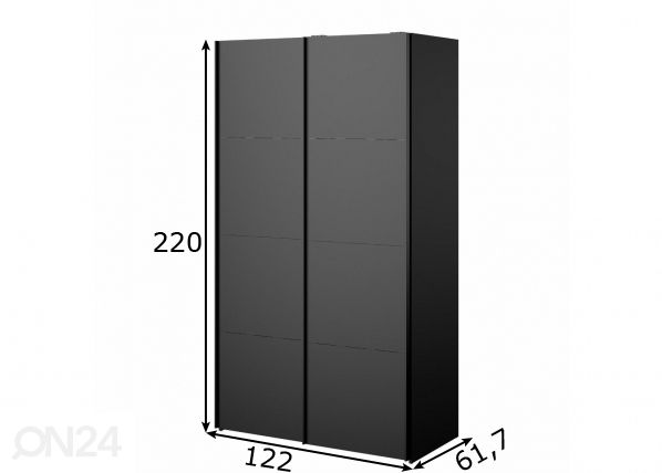Lükandustega riidekapp Firenze 122 cm mõõdud