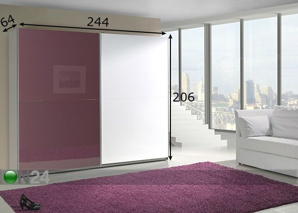 Lükandustega riidekapp Lux 244 cm mõõdud