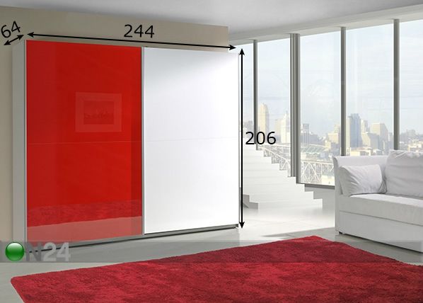 Lükandustega riidekapp Lux 244 cm mõõdud