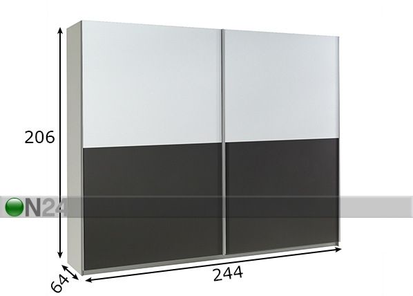 Lükandustega riidekapp Lux 244 cm mõõdud