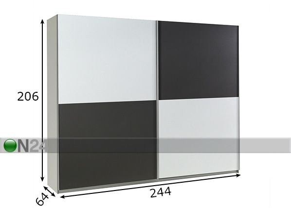 Lükandustega riidekapp Lux 244 cm mõõdud