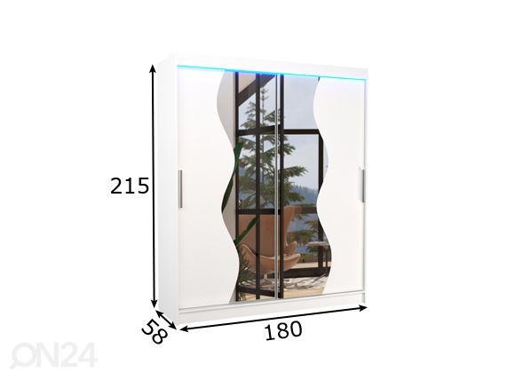 Lükandustega riidekapp Madison 180 cm + LED
