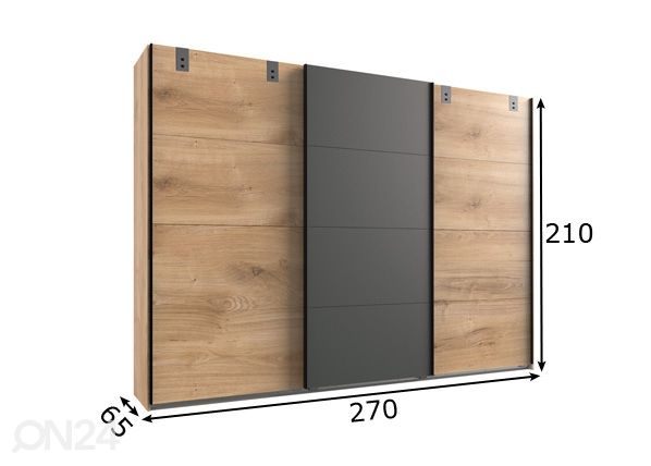 Lükandustega riidekapp Malmö 270 cm mõõdud