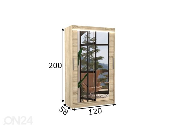 Lükandustega riidekapp Matlock 120 cm + LED mõõdud