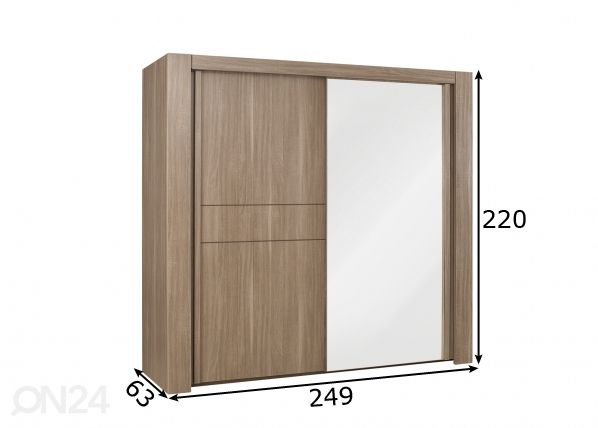 Lükandustega riidekapp Moka 249 cm mõõdud