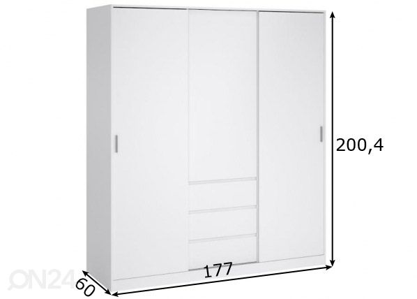 Lükandustega riidekapp Naia 177 cm mõõdud