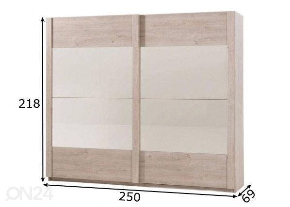 Lükandustega riidekapp Nani 250 cm mõõdud
